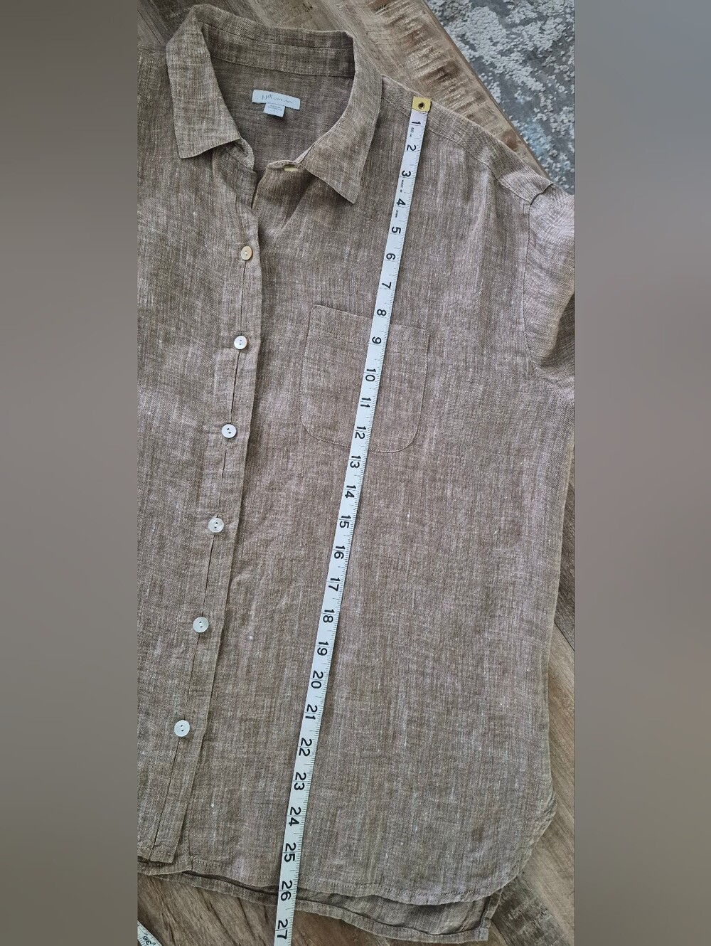 J. Jill Love Linen 100% Linen Button-Up Shirt M | Natural Beige Relaxed Blouse - Picture 9 of 9